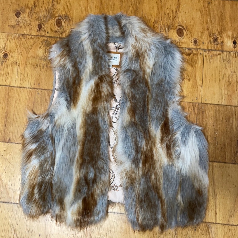 Multi colored faux fur vest